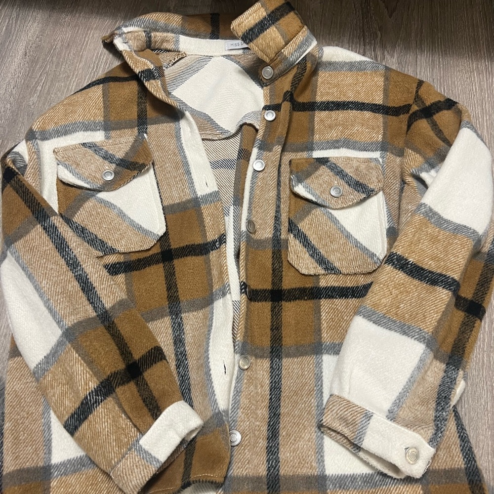 Plaid Button-Up Shirt Jacket